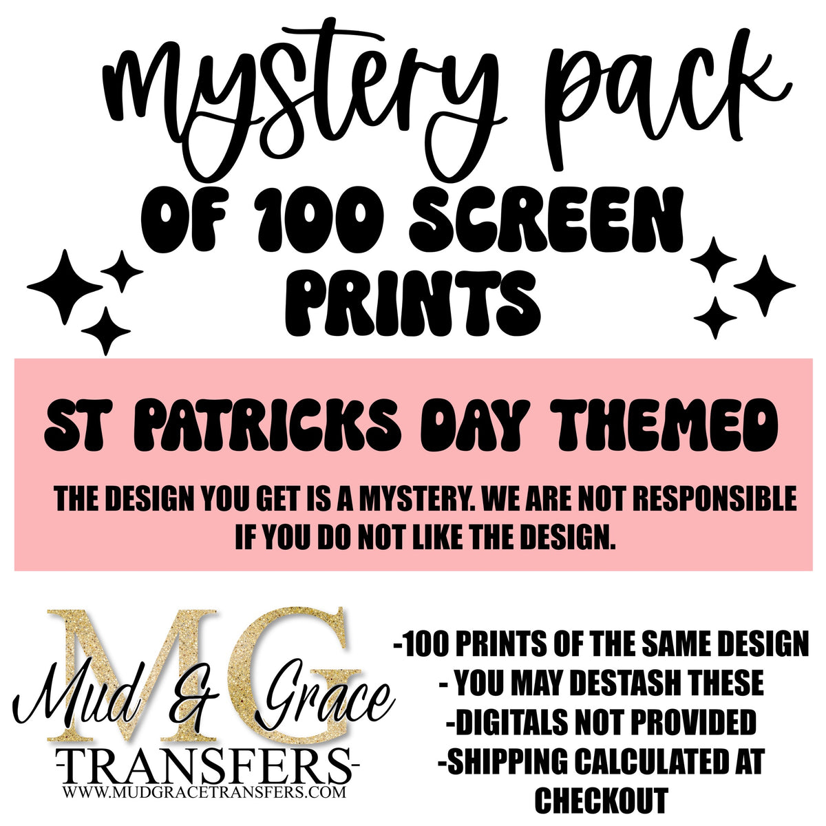St Pattys Day Mystery Screen print pack (see description)