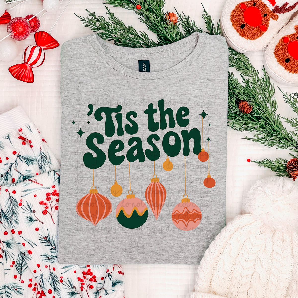 Tis the Season Ornaments RTD DTF transfer