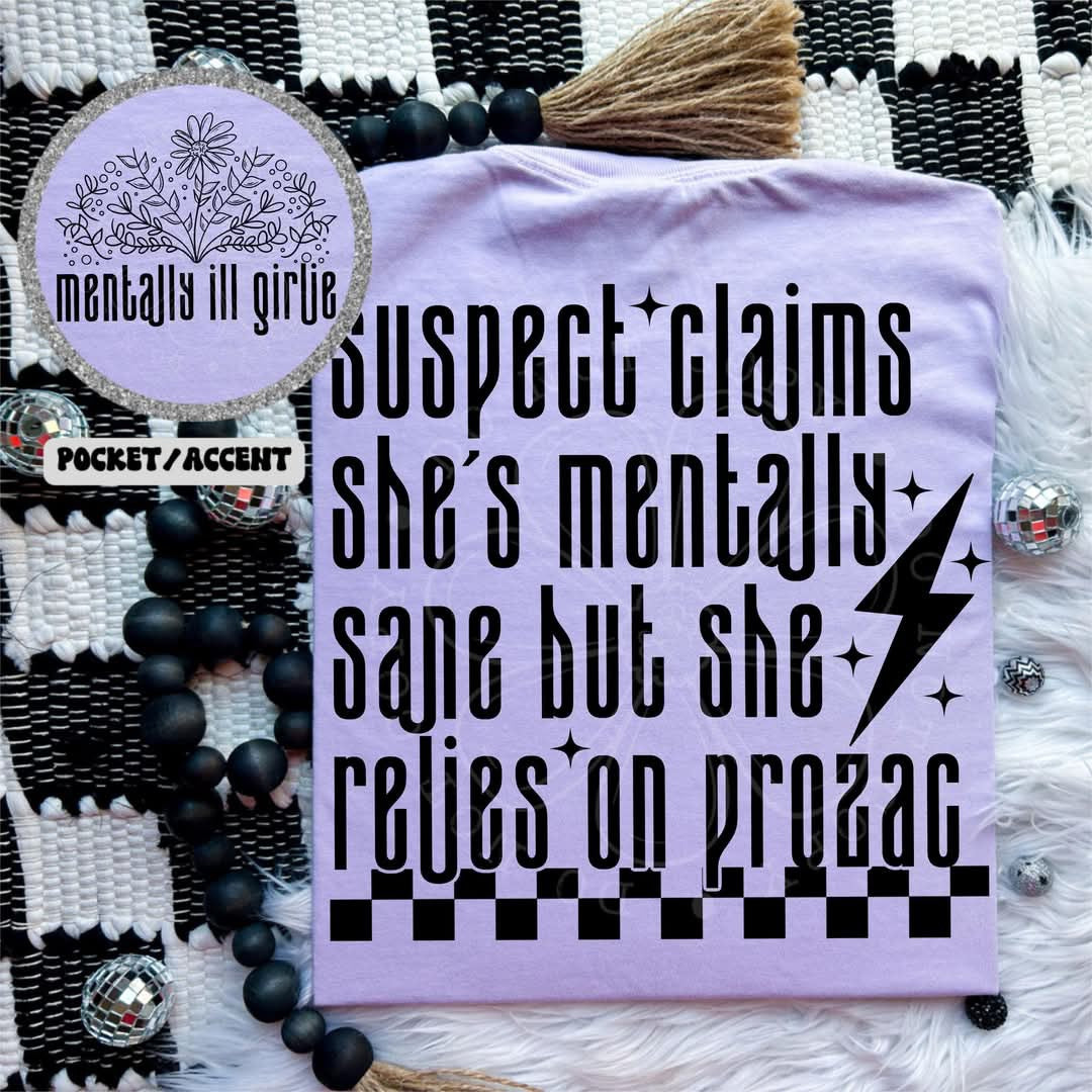 Suspects claims she’s mentally sane but she relies on Prozac BLACK BACK ONLY (LYTTLE) 73784 DTF transfer