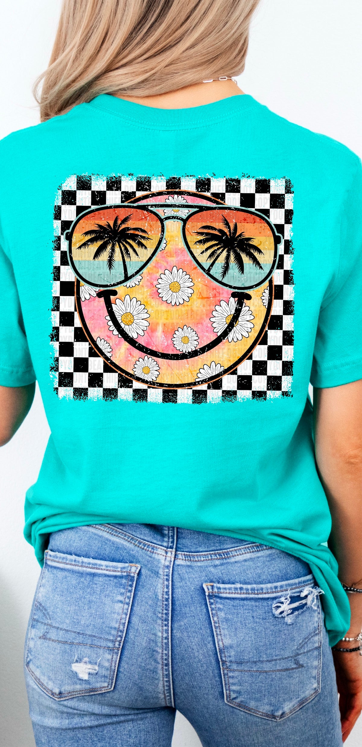 Groovy happy face beach glasses BACK 100117 DTF transfer