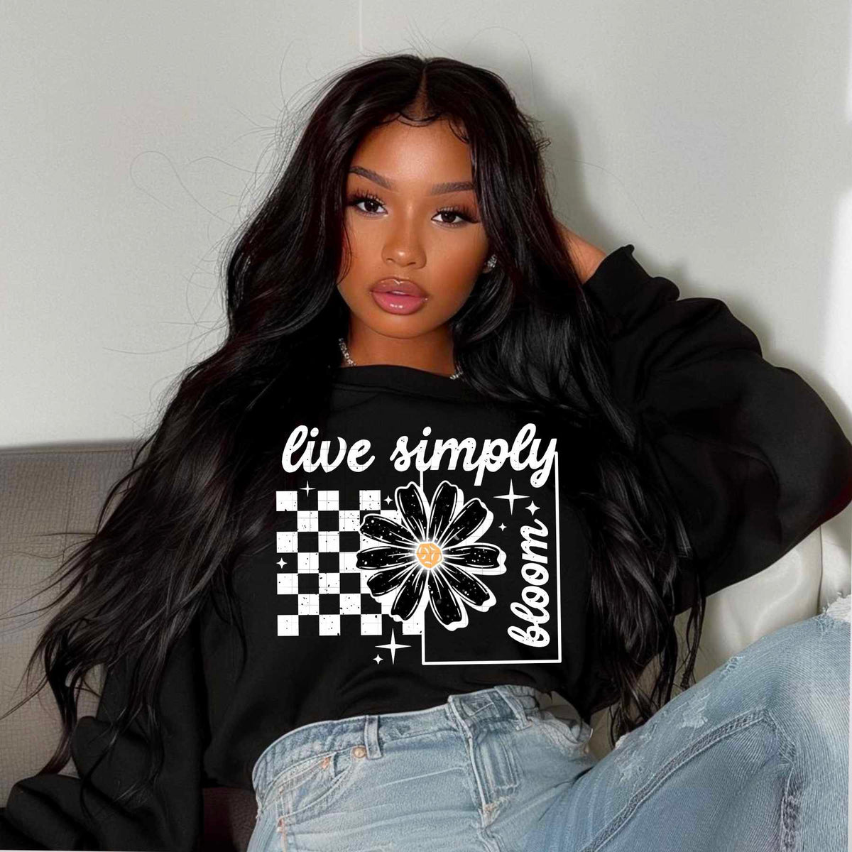 Live simply bloom WHITE (CSC) 82425 DTF transfer
