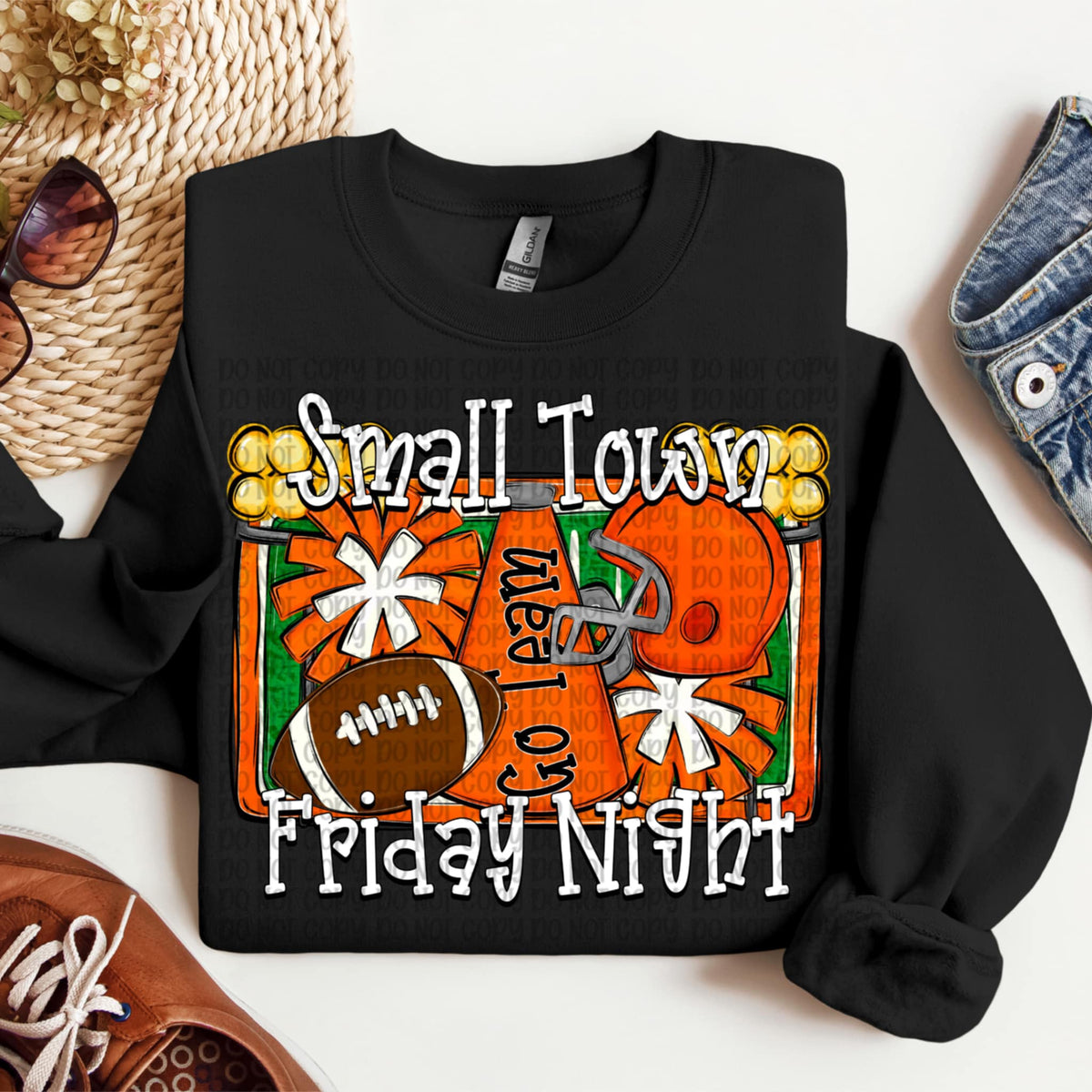 Small Town Friday Night Orange VP DTF transfer