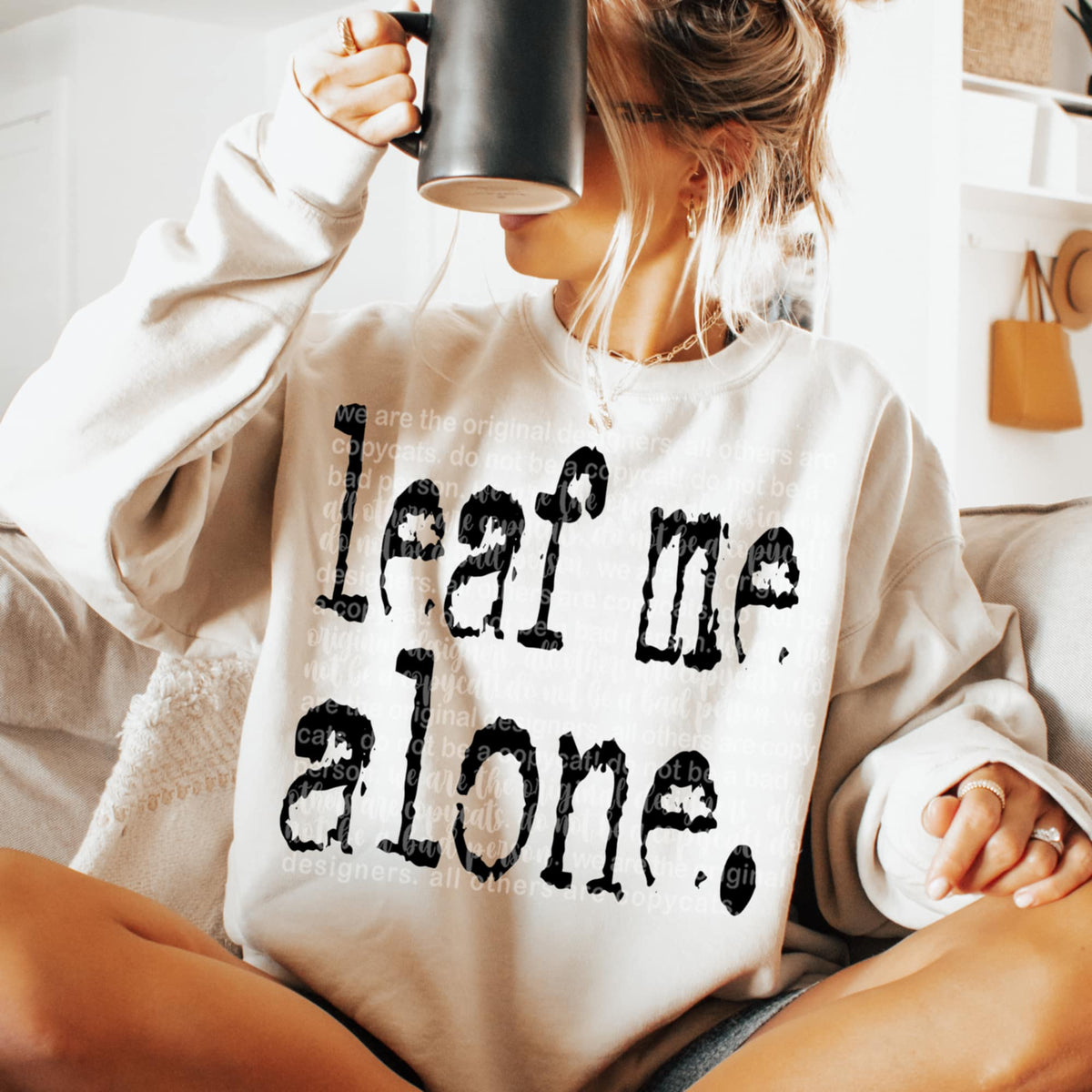 Leaf Me Alone black TTD DTF transfer