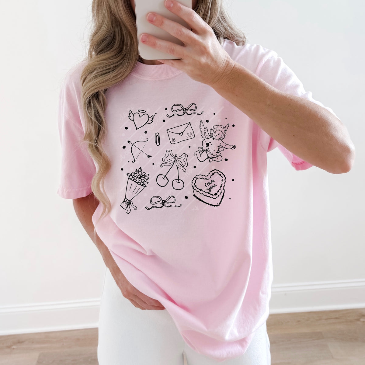 Valentines doodles black (OHDD) DTF Transfer