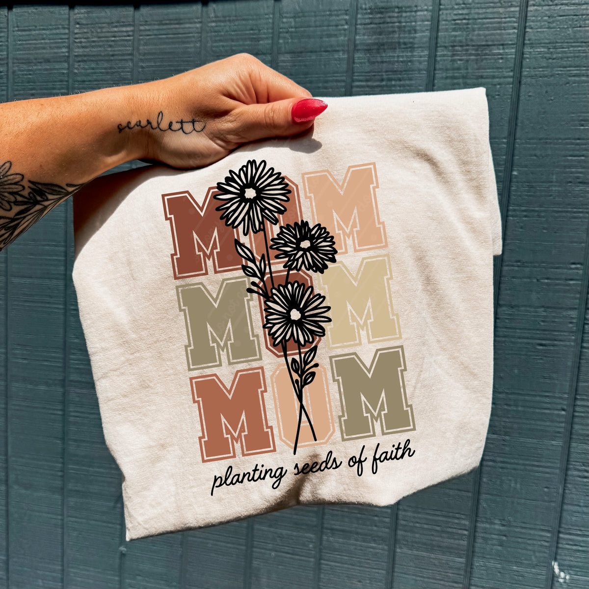 Mom planting seeds of faith (pink green muted) DTF Transfer