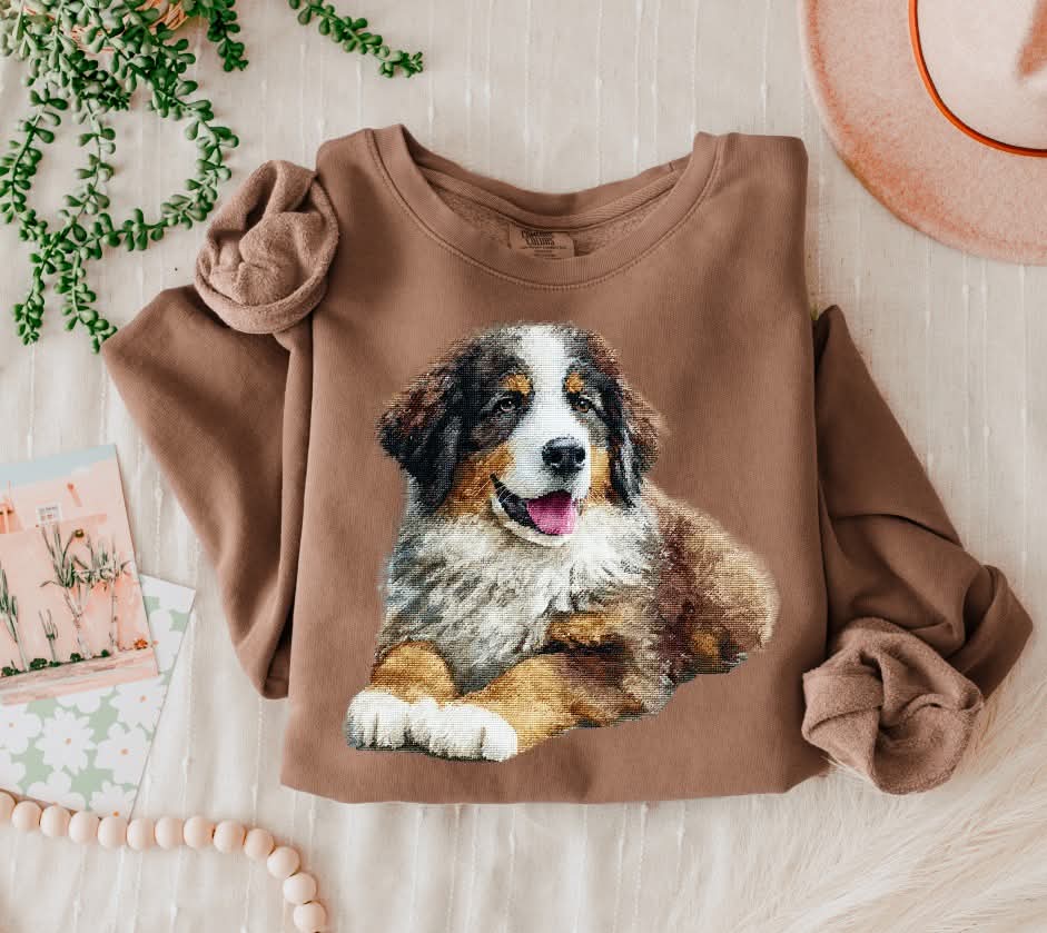 Needlepoint Bernese Mountain 2 (s&g) DTF Transfer