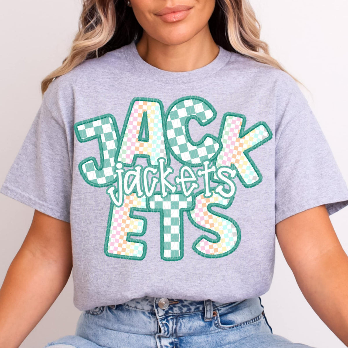 Jackets blue and colorful checkered (CITY) 85501 DTF transfer