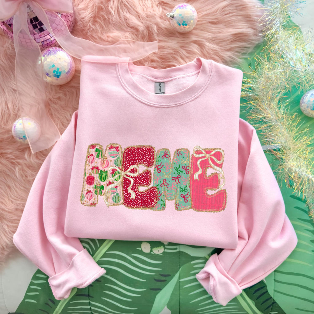 Meme Christmas font and bows SDD DTF Transfer