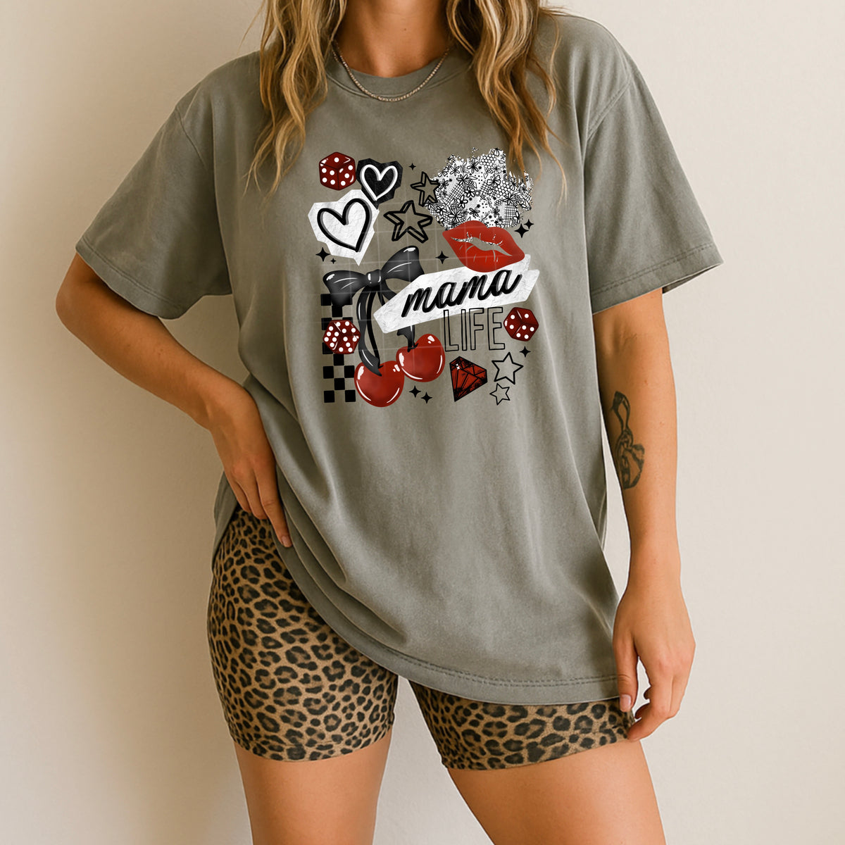 Mama life red collage (CSC) DTF Transfer