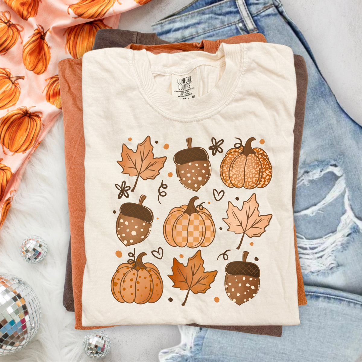 Fall grid (acorn leaf pumpkins) (CSC) DTF Transfer