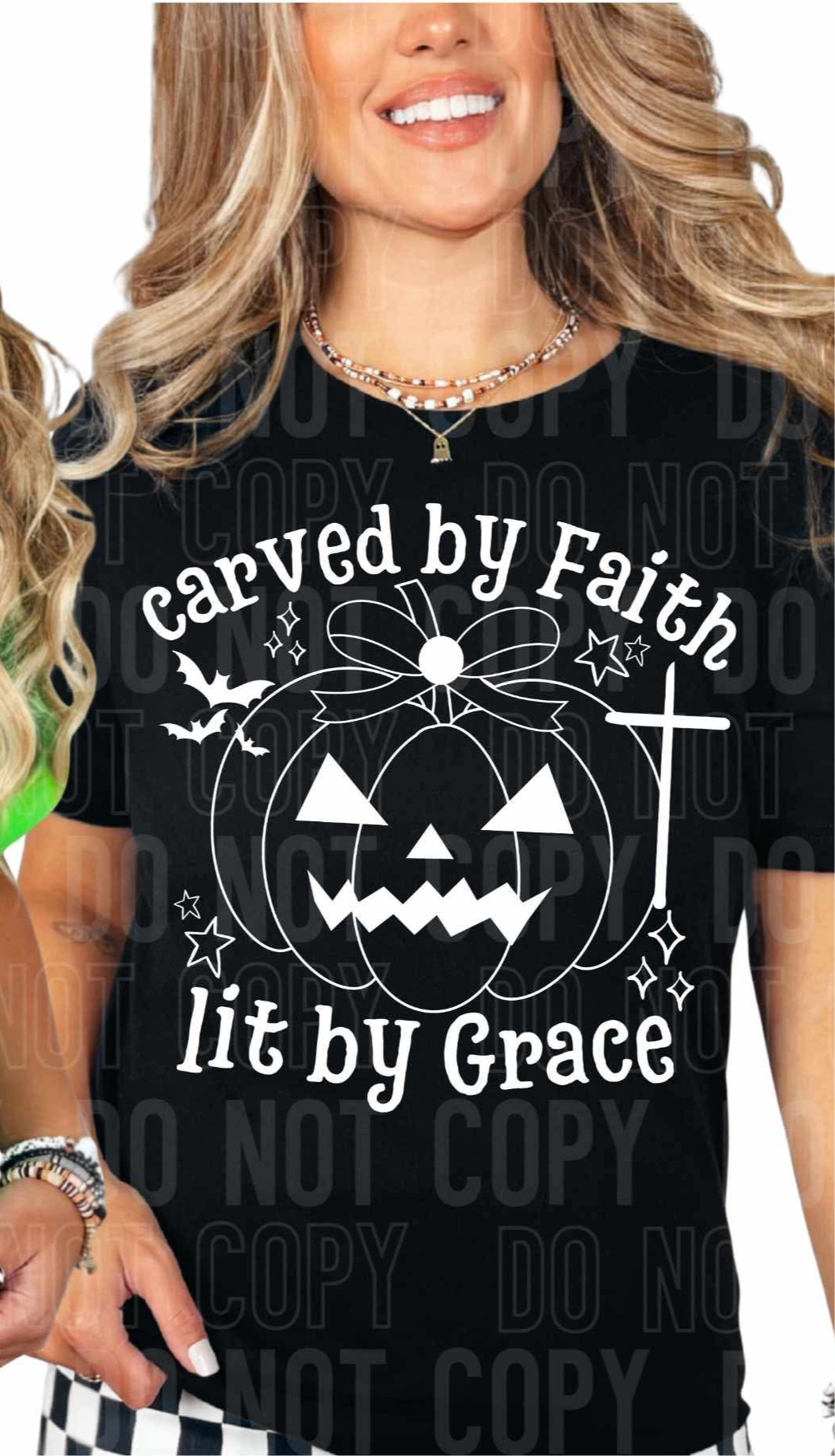 Carved by faith lit by Grace WHITE (SBB) DTF transfer