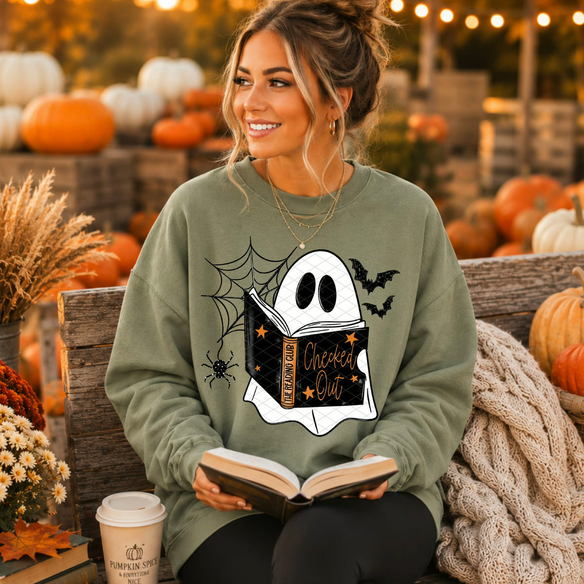 Ghost reading Halloween book (SDD) DTF Transfer