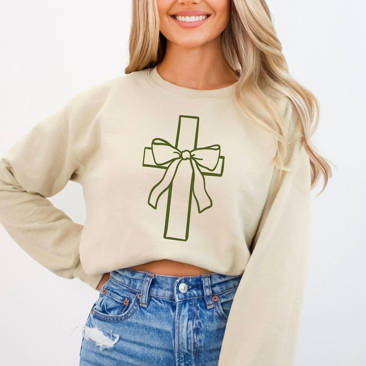 Cross and bow (green) DTF Transfer