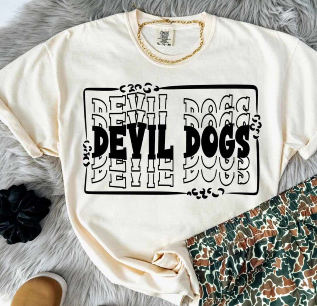 Devil dogs stacked with frame (S&G) 98078 DTF transfer