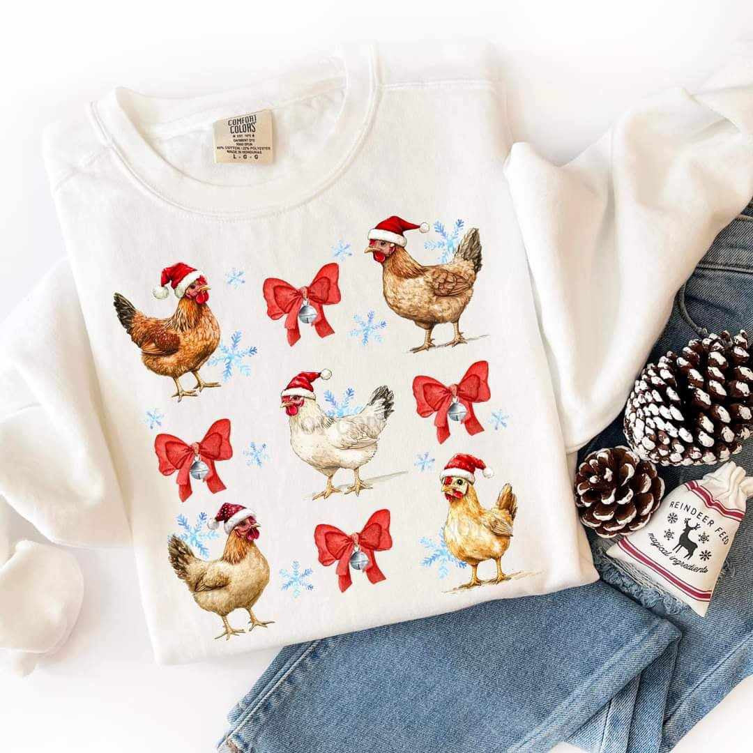 Christmas chicken collage (ABD) 65757 DTF transfer