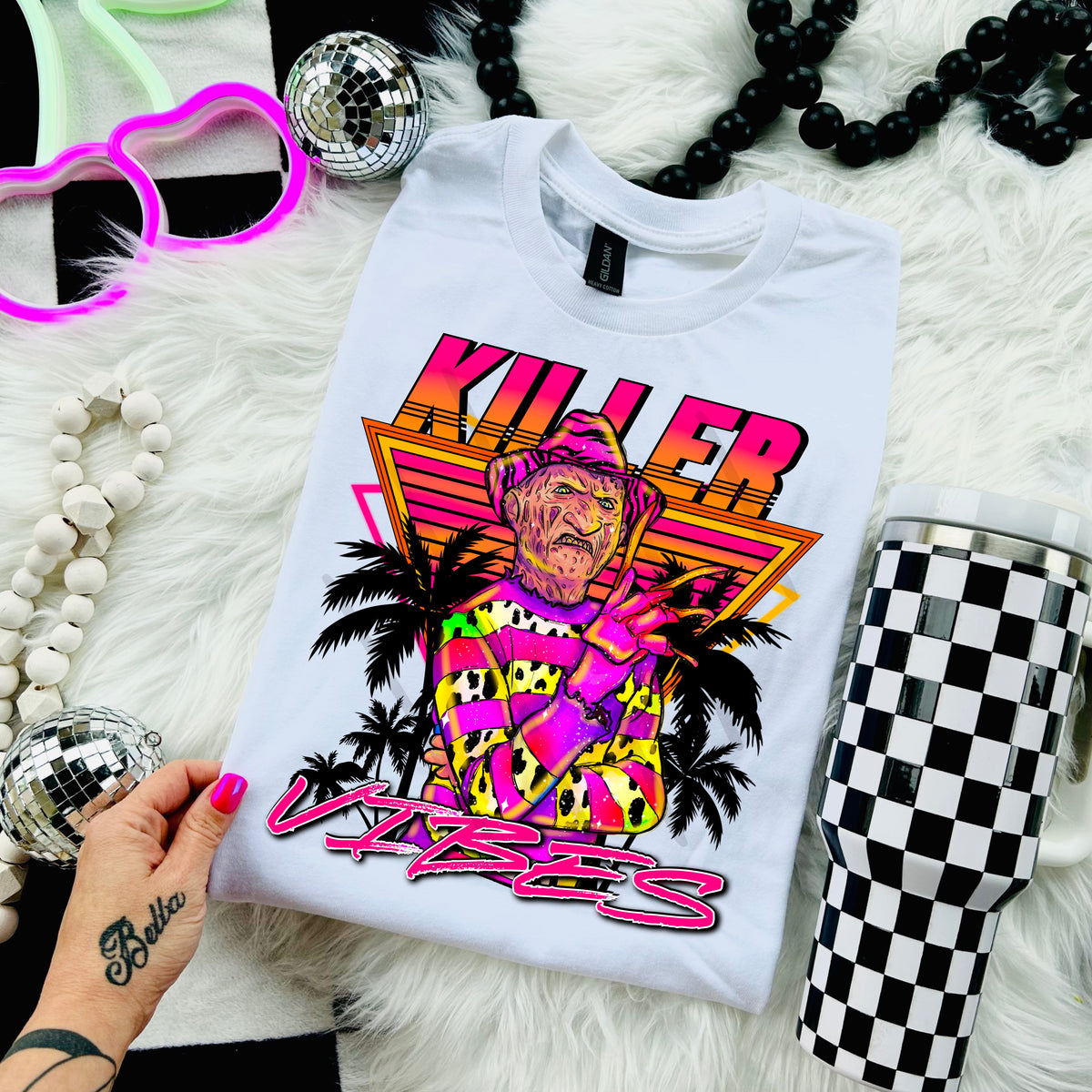 Killer Vibes Neon Fred with palm trees 110948 DTF transfer