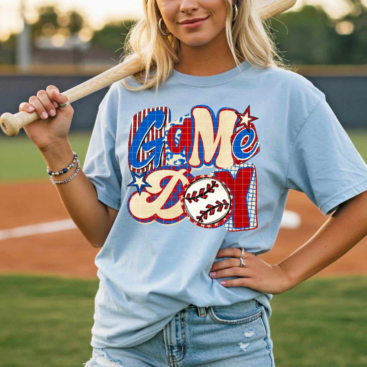 Game Day baseball and stars (PHDC) DTF Transfer
