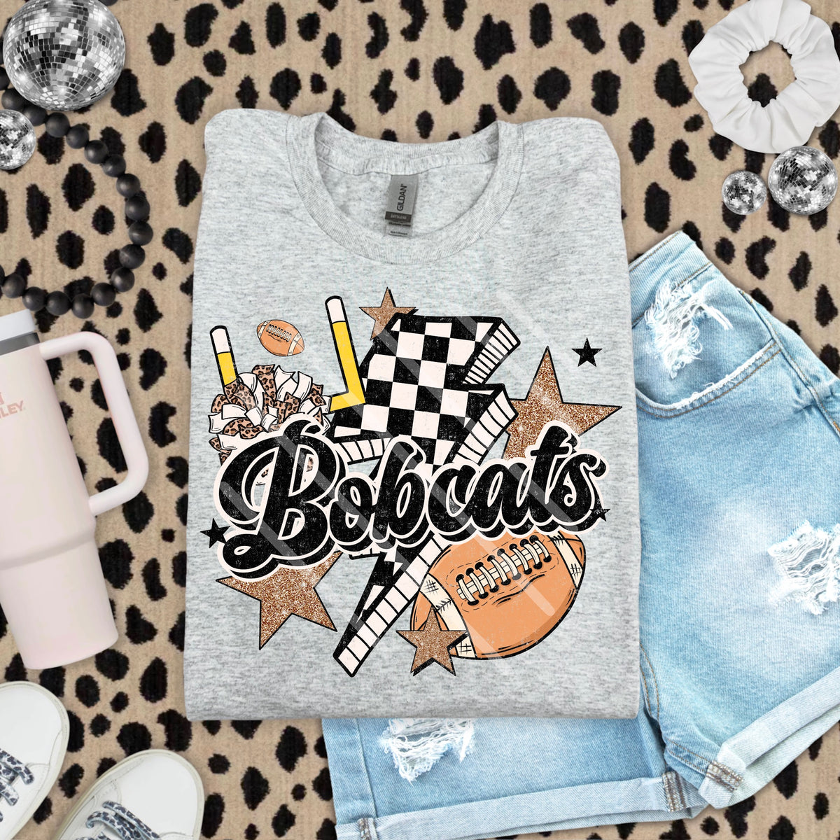 Bobcats Football Mascot Checker Lightning Scarlow 110209 DTF transfer