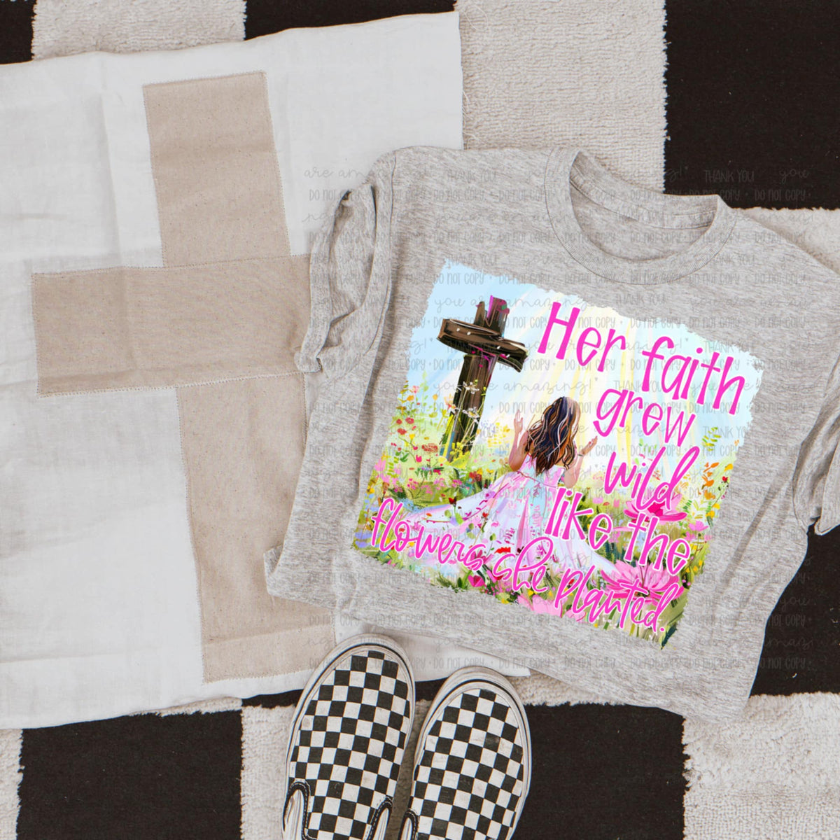 Her faith grew wild like the flowers she planted 100366 DTF transfer
