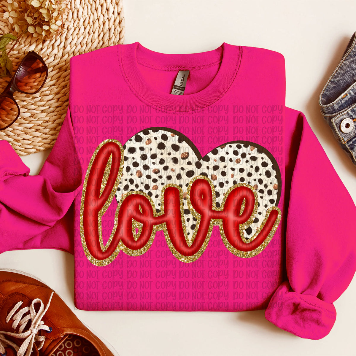 Love Cursive red Dalmatian heart (VP) DTF transfer