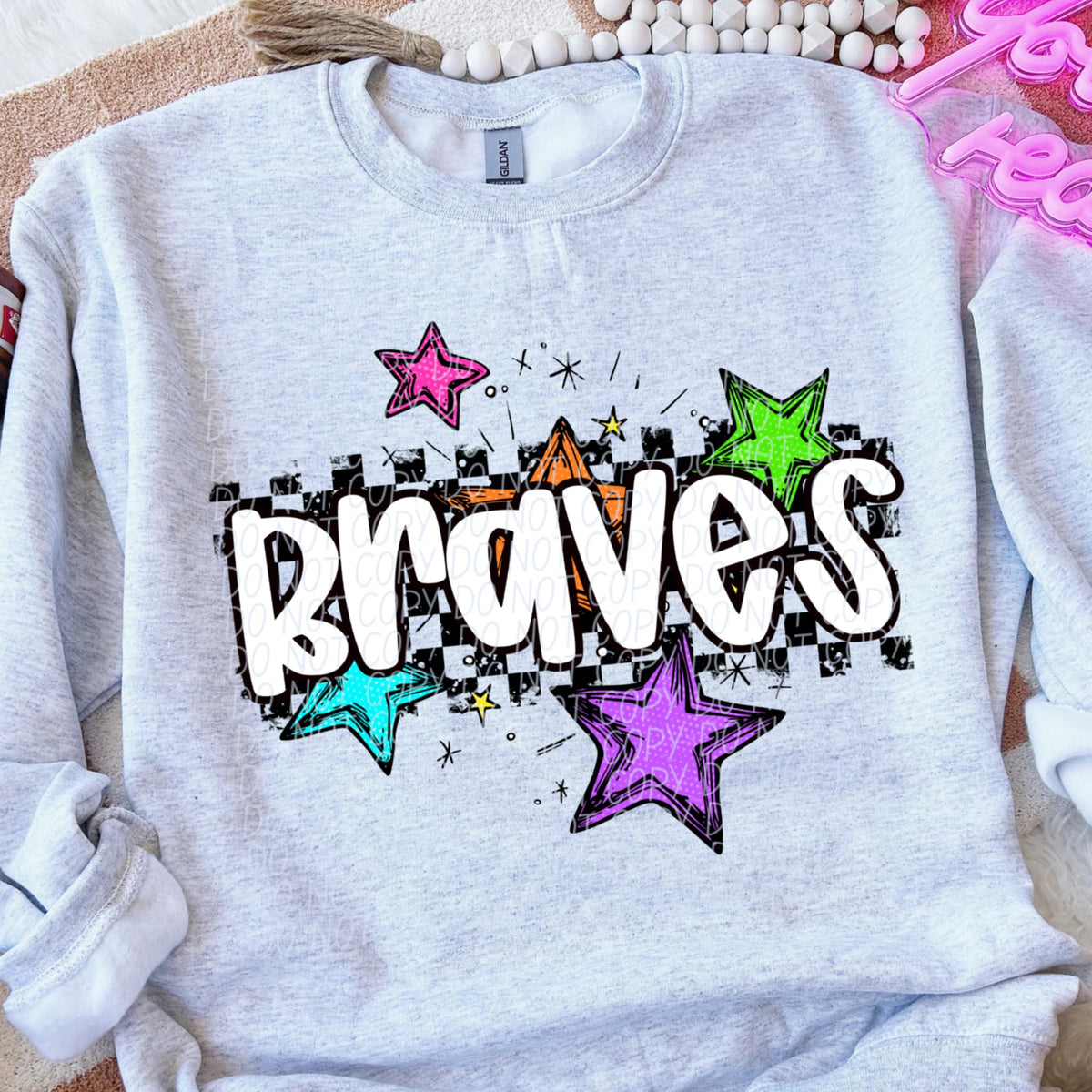Braves Mascot Rainbow Stars DTF TRANSFER