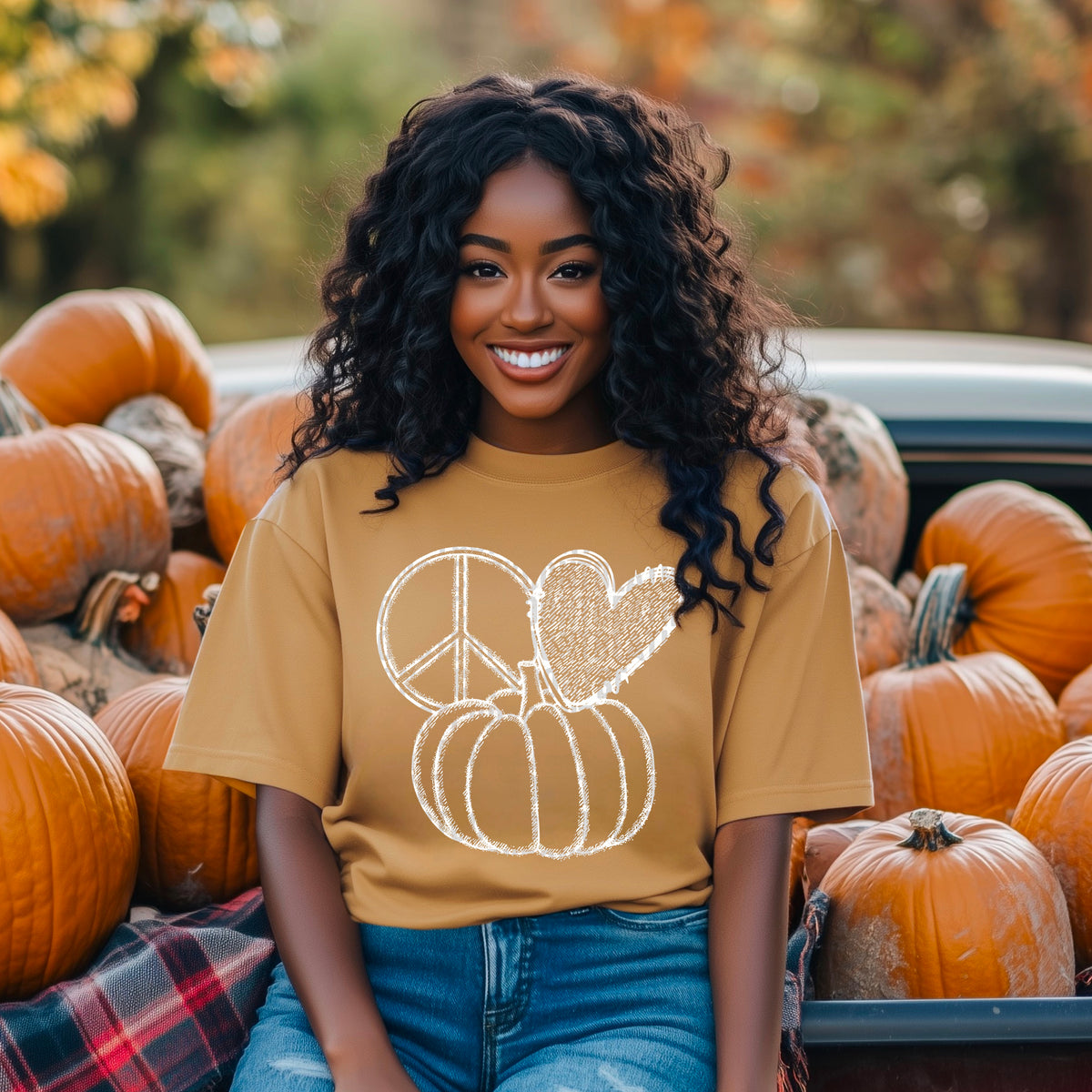 Peace love pumpkin WHITE 103529 DTF transfer