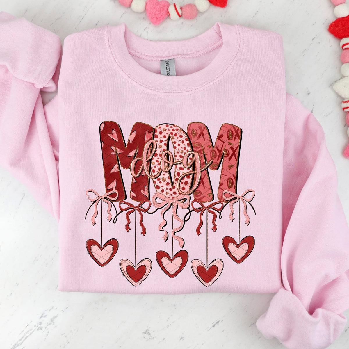 Dog Mom hearts and bows (SDD) DTF transfer