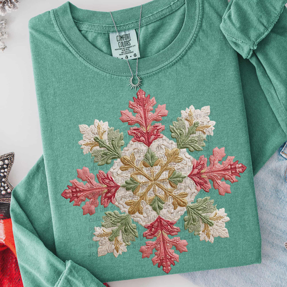 Faux Embroidery Snowflake (TTD) DTF Transfer