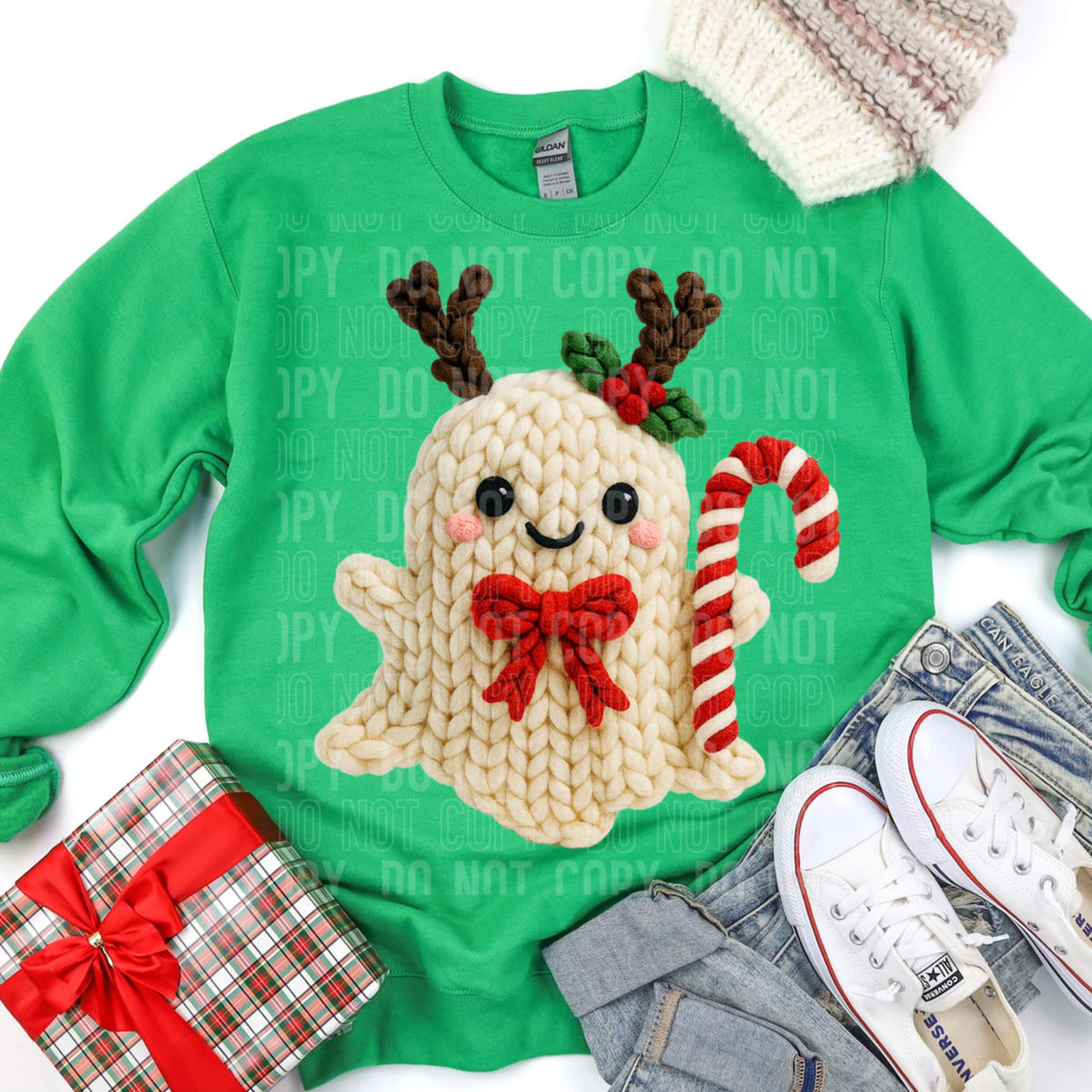 Faux Yarn Ghost Candy cane (SBB) DTF Transfer