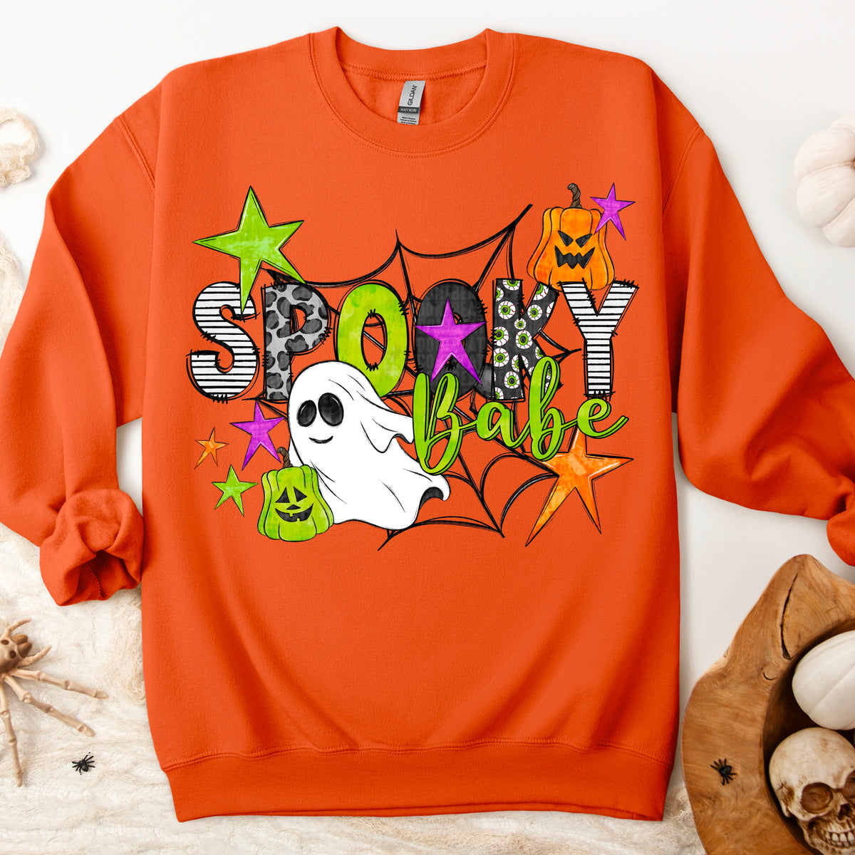 Spooky Babe Ghost and pumpkin 113326 DTF transfer