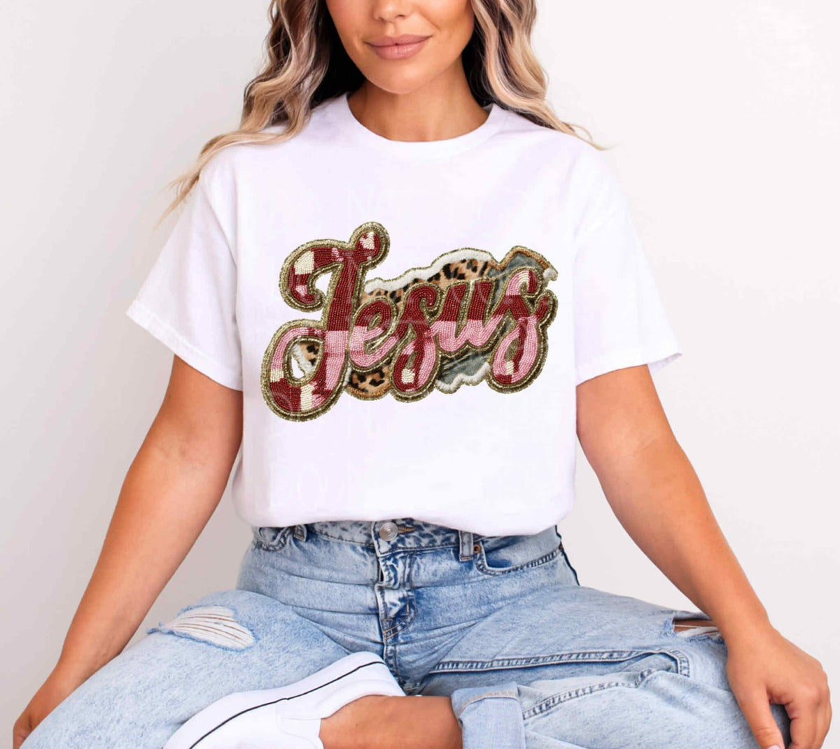 Jesus Faux patch with patterns (exclusive) DTF Transfer