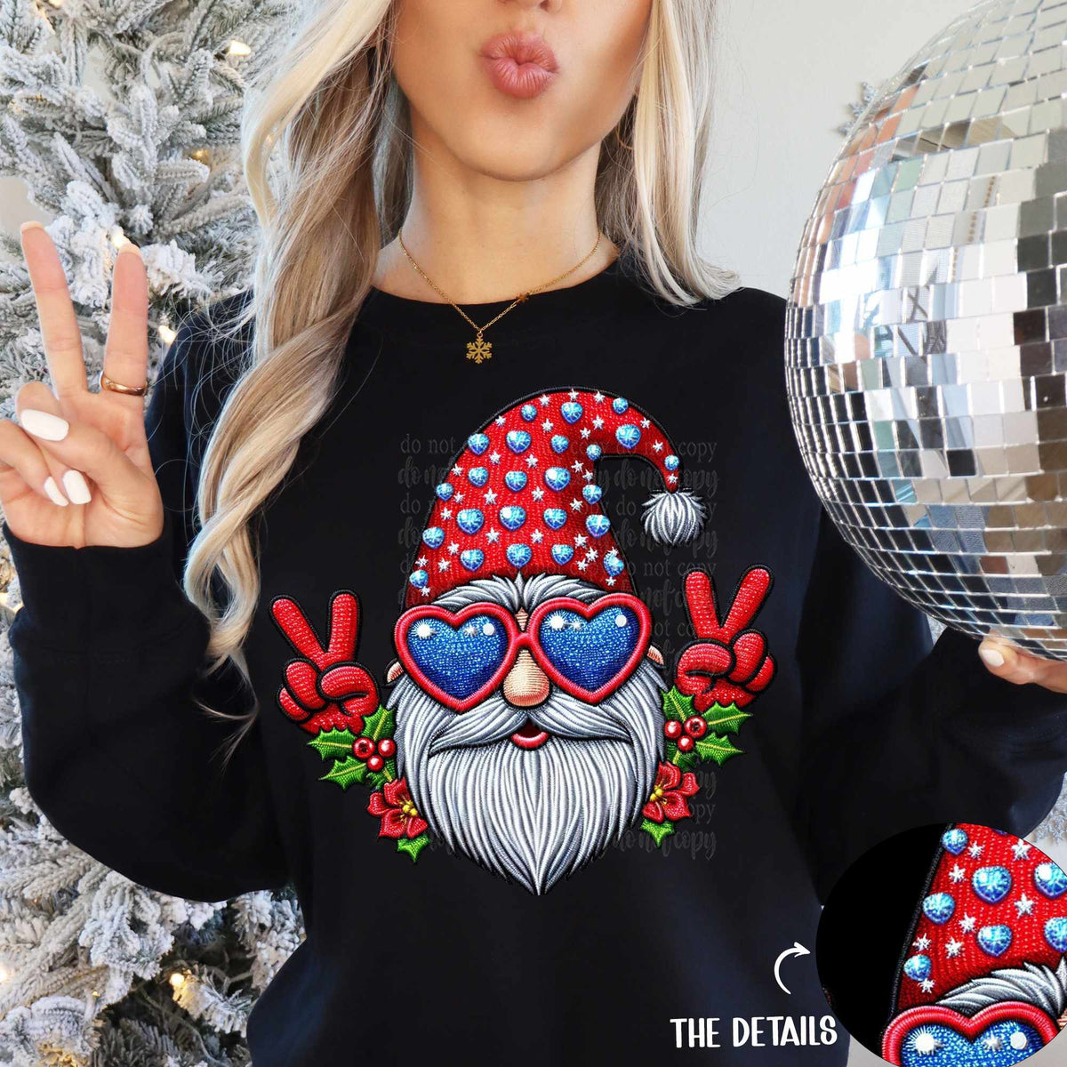 Red Santa peace signs (TDD) 65578 DTF transfer
