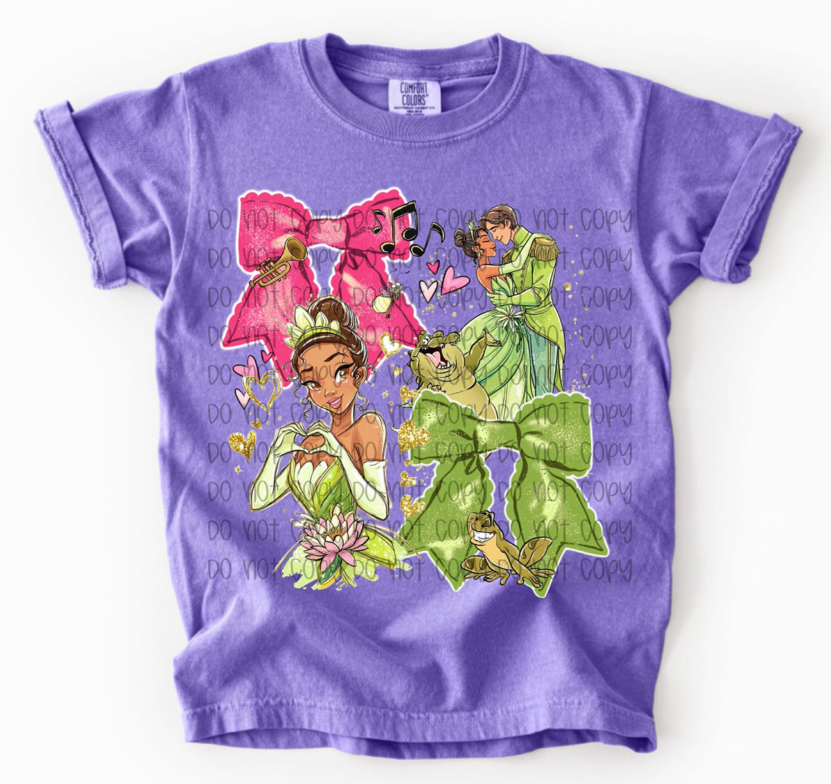 Princess pink and green bows (SSD) DTF Transfer
