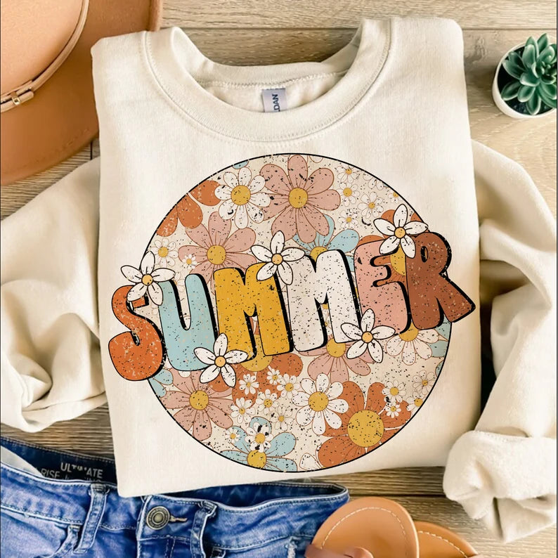 Summer neutral floral circle DOTTED 96671 DTF transfer