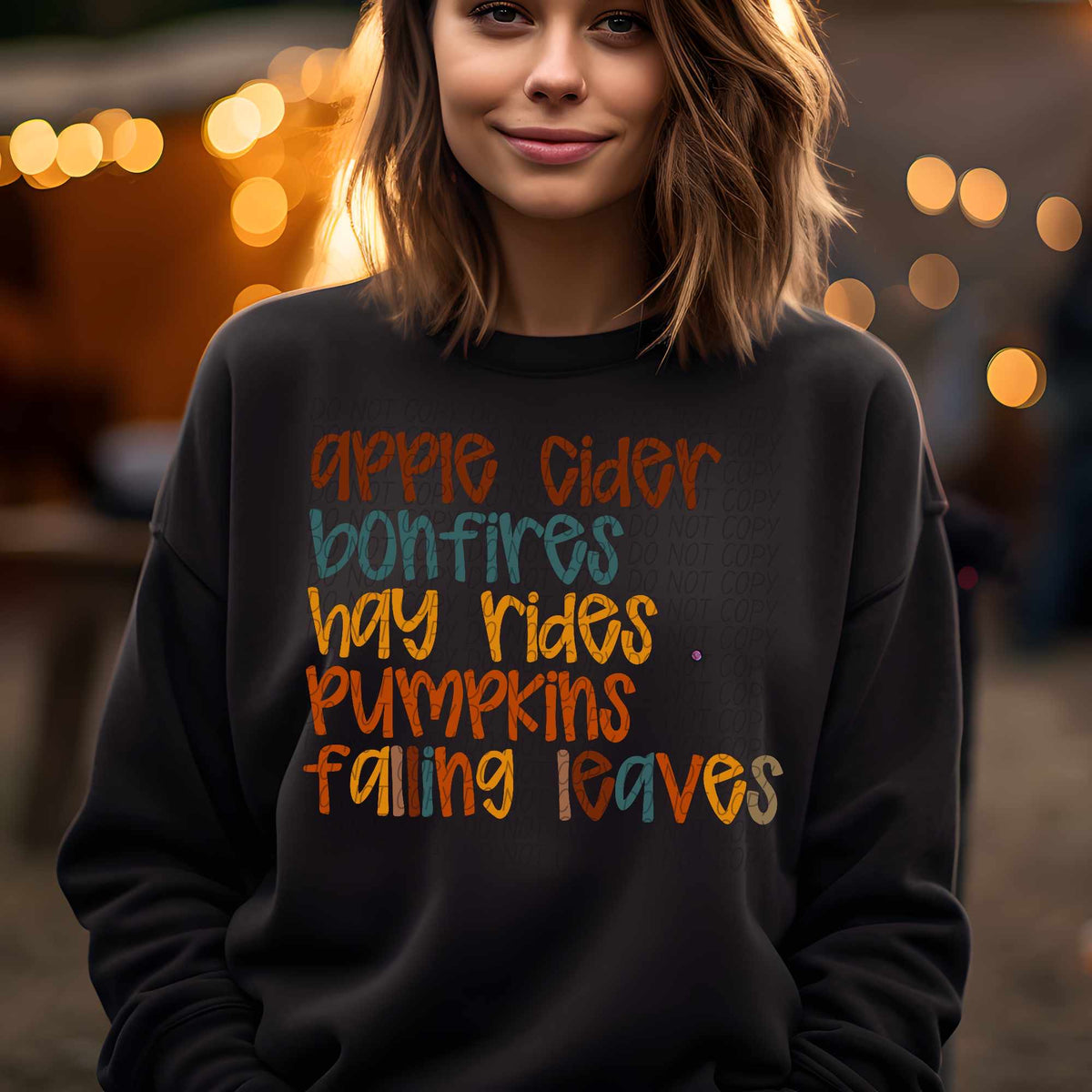 Apple cider bonfires fall words (CITY) 62336 DTF transfer