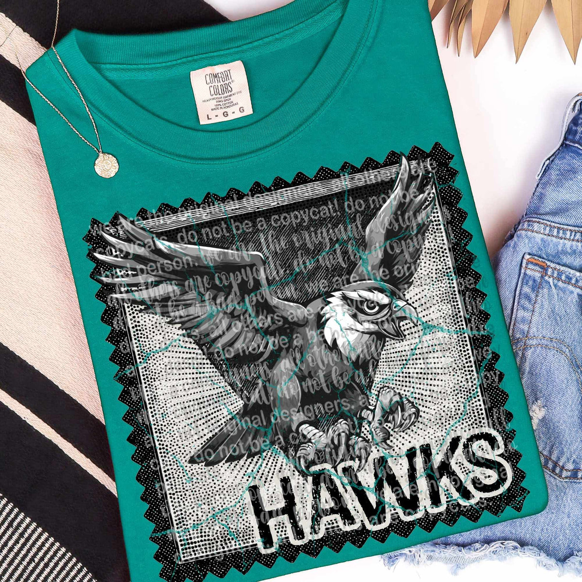 Hawks vintage stamp (TTD) DTF transfer