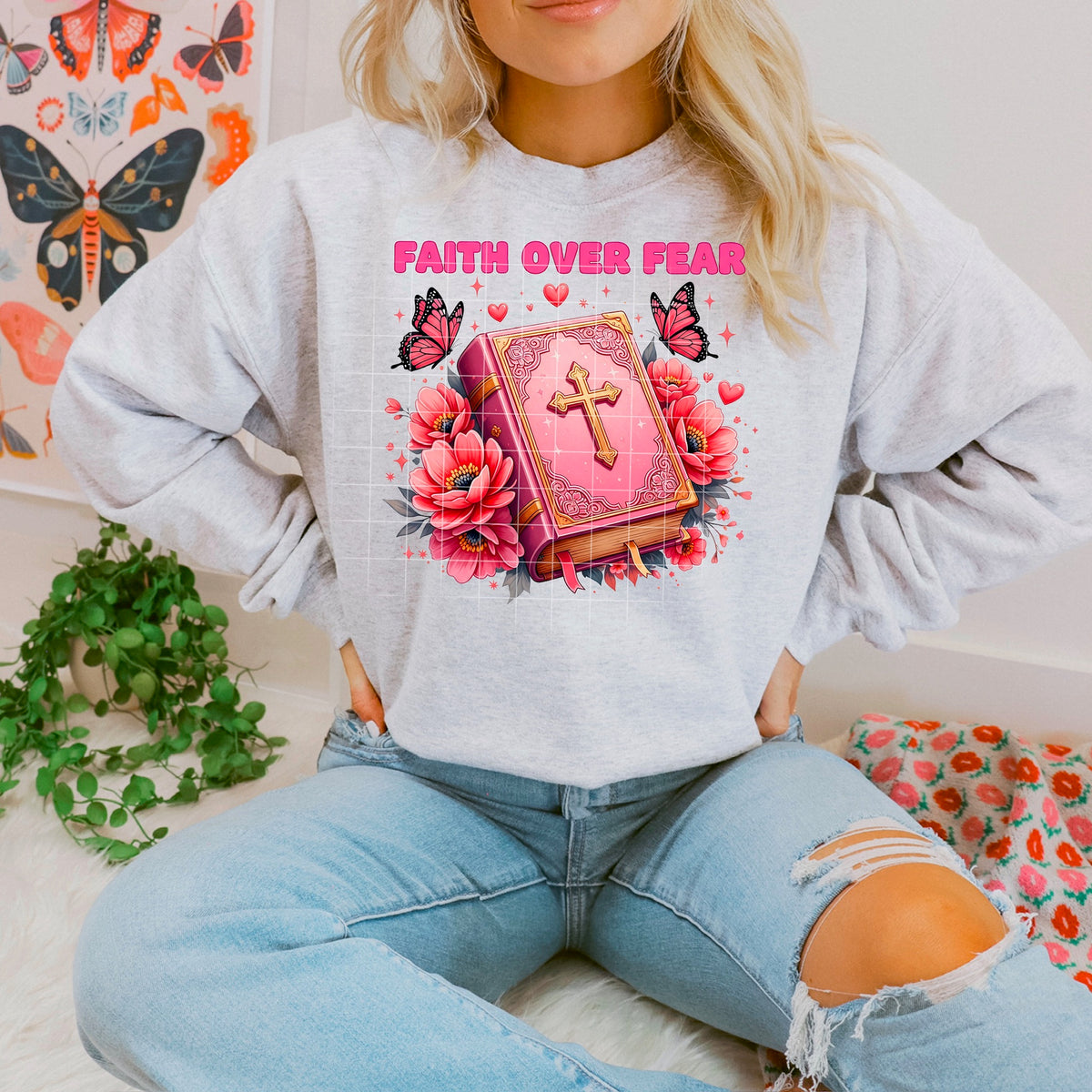 Faith over Fear bible pink 113762 DTF Transfer