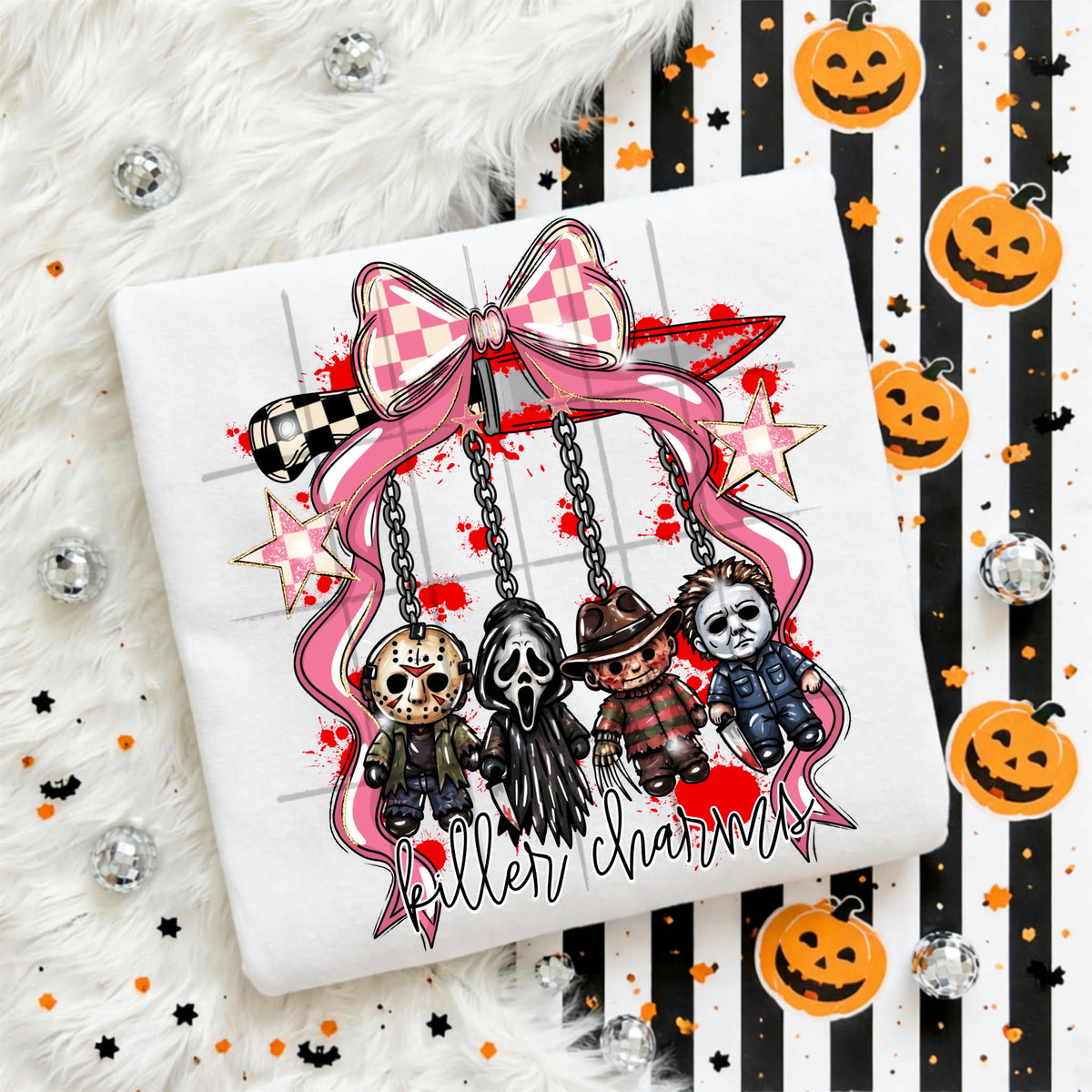 Killer charms checkered bow  SSD DTF transfer
