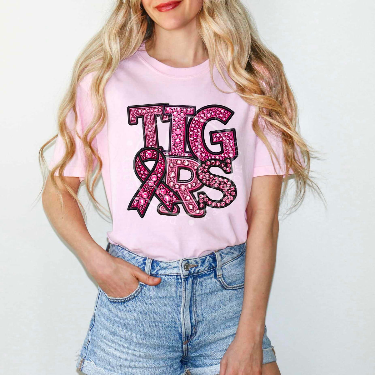 Tigers pink rhinestone 60611 DTF transfer