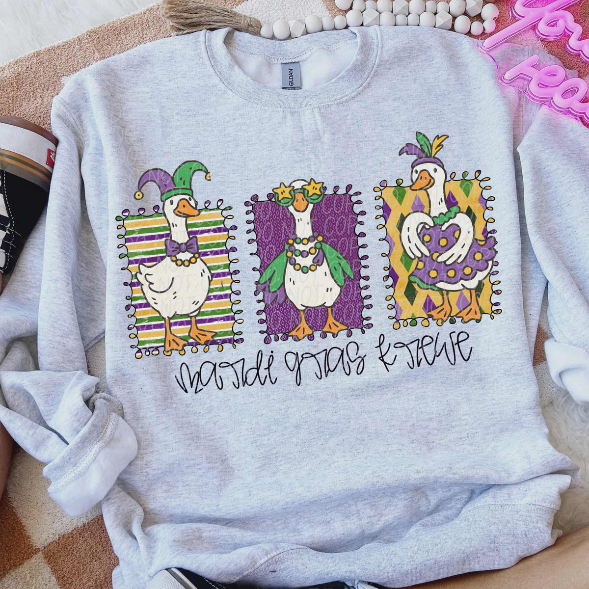 Mardi Gras Krewe black words three frames (city) DTF Transfer