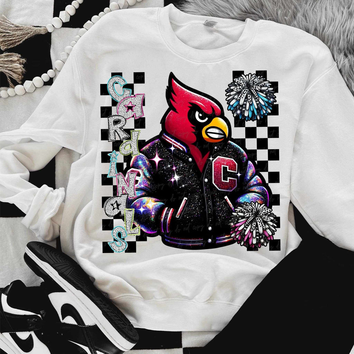 Cardinals Dalmatian filled with mascot pom poms (VIRGO) 58050 DTF transfer