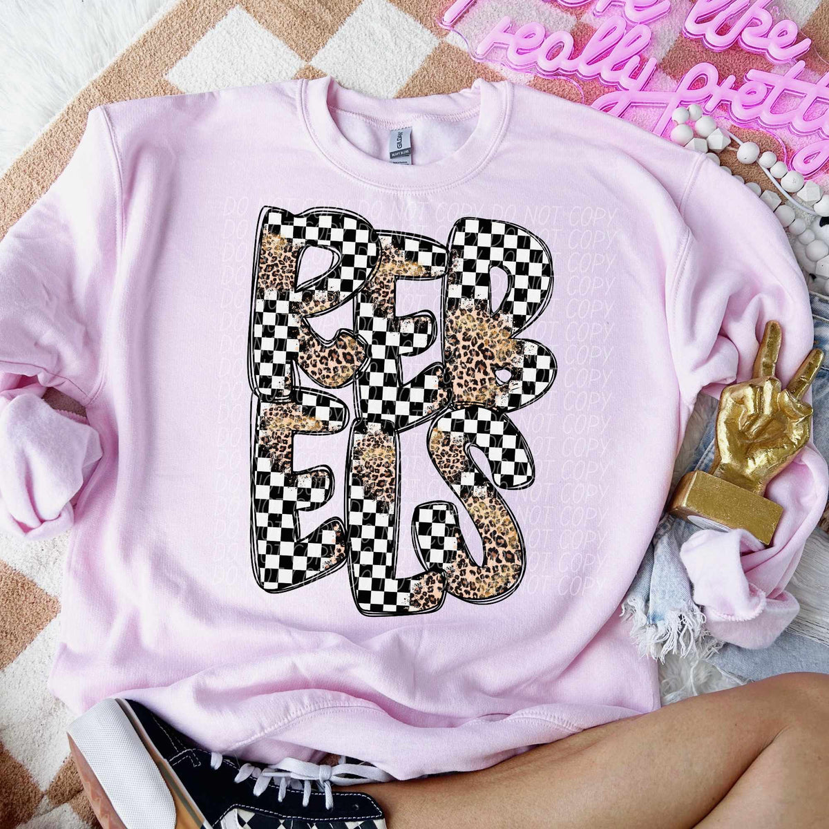 Rebels checkered leopard filled (CITY) 53169 DTF transfer