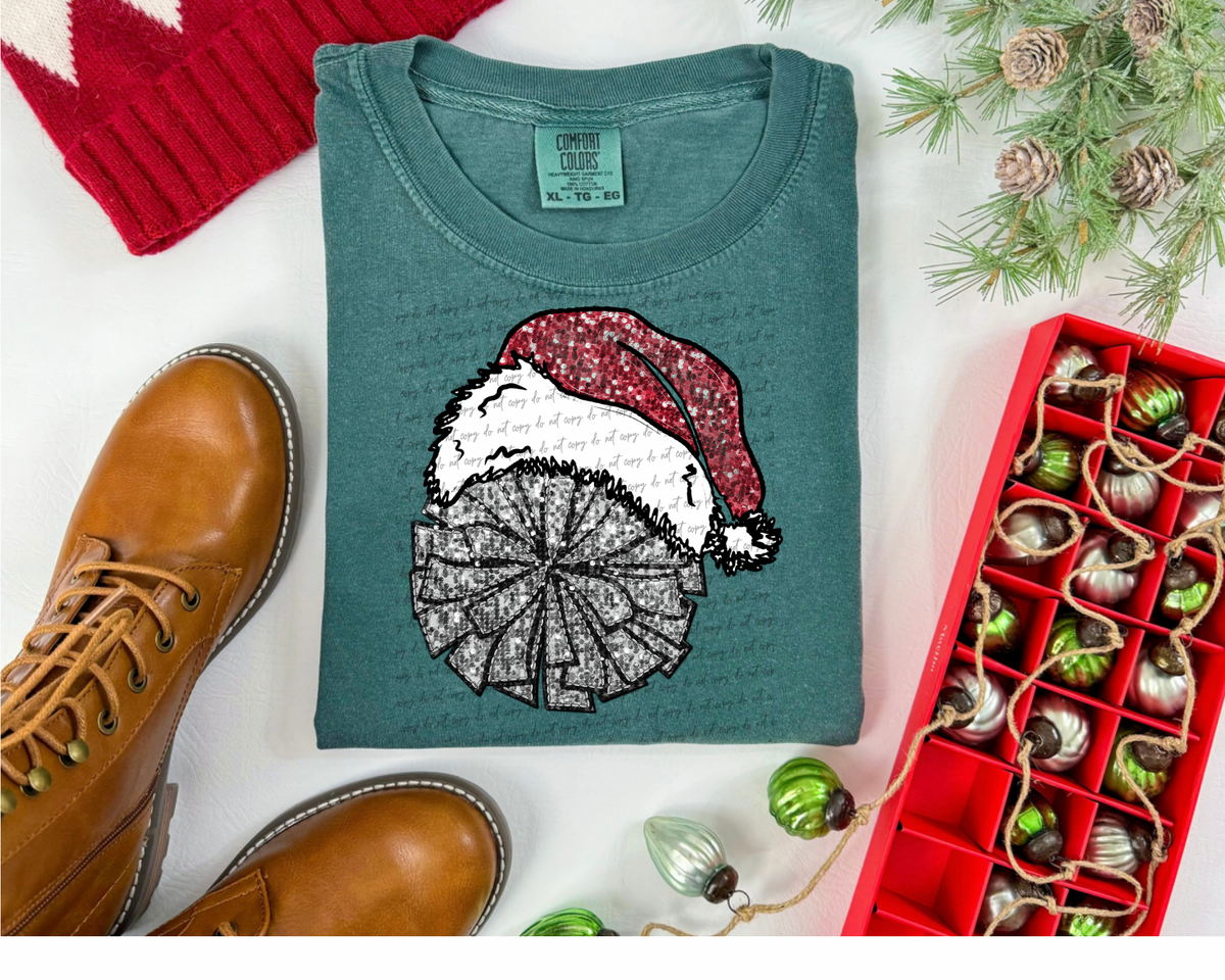 Cheer Pom Faux Glitter Santa 30390  DTF transfers