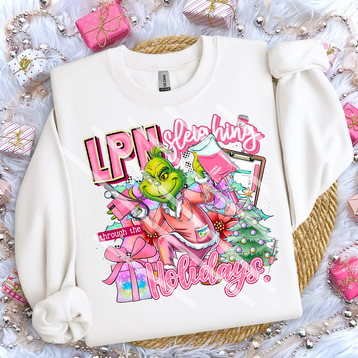 LPN Sleighing through the holidays front only (SSD) 114122 DTF transfer