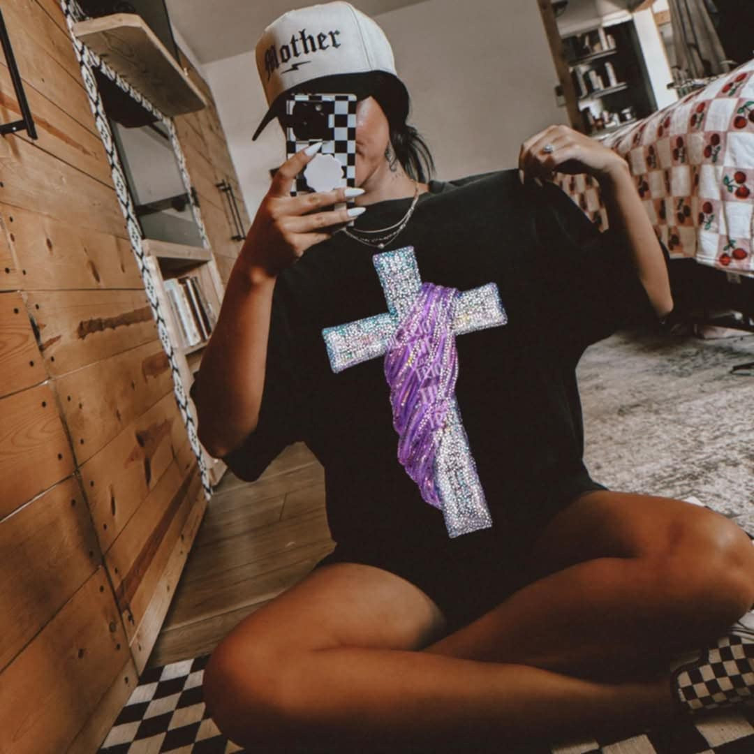 Silver cross purple drape (Classy) 95317 DTF transfer