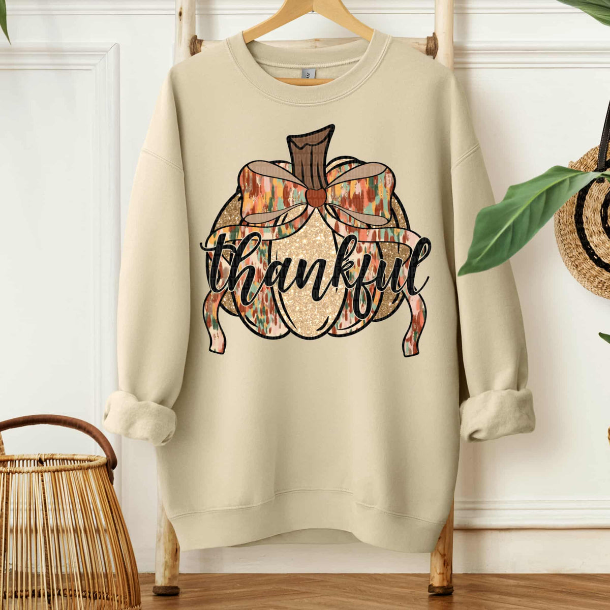 Thankful Pumpkin with brushstroke bow (sdd) DTF transfer