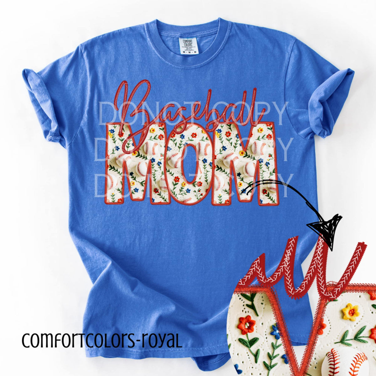 Baseball mom embroidery (CSG) 95644 DTF transfer
