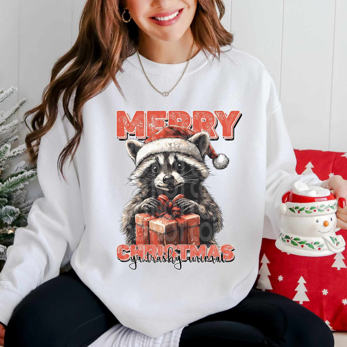Merry Christmas raccoon (SSD) 65146 DTF transfer