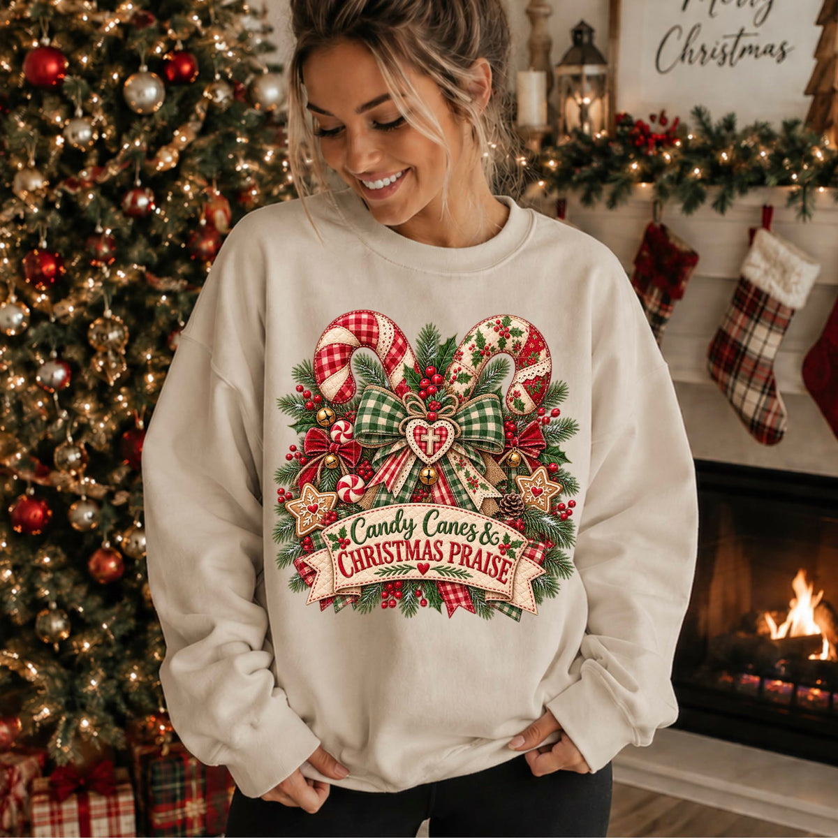 Candy canes and Christmas praise (SDD) DTF Transfer