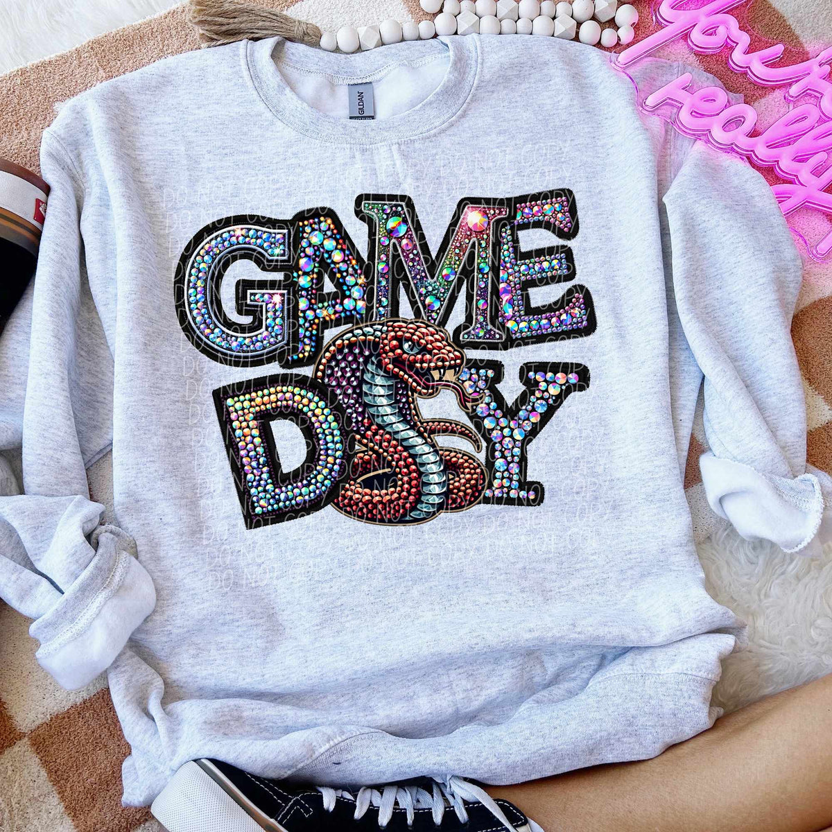 Game day cobras rhinestone colored mascot (CITY) 44379 DTF transfer